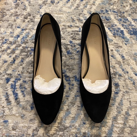 Cole Haan Black Suede Block Heels / SIZE 10 / - Picture 2 of 10